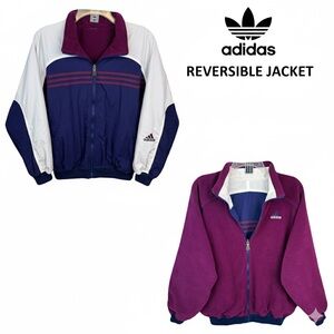 Rare Vintage Adidas Reversible Windbreaker Fleece Jacket